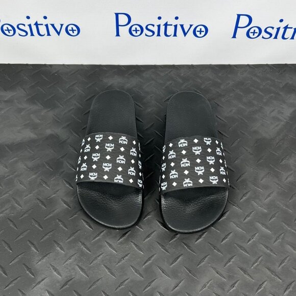 MCM Mens Black Visetos Rubber Slides US 8 EU 41 - Picture 3 of 10